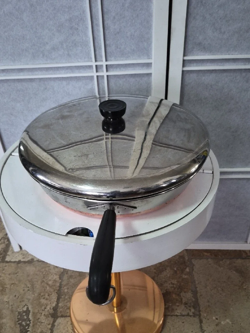 Vintqge Recere Ware Copper Bottom 12 Inch Feying Pan With Lid